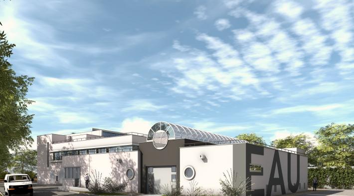 Vue modélisée depuis le portail d'entrée de l'usine d'Arvigny