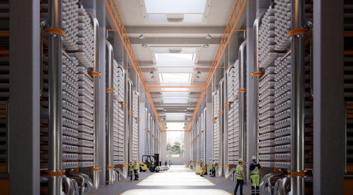 Vue du hall membranaire de l'usine de Choisy-le-Roi