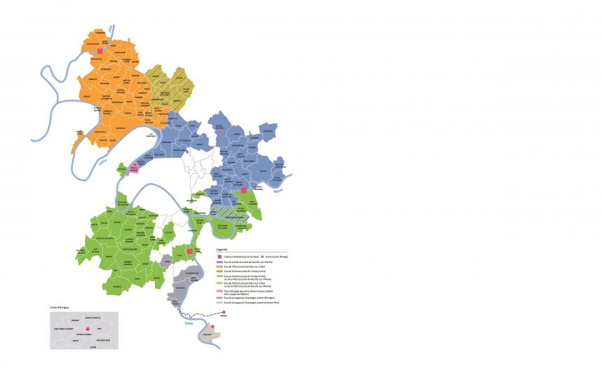 Carte de l'origine de l'eau du SEDIF
